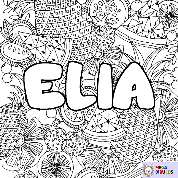 Coloración del nombre ELIA - decorado mandala de frutas