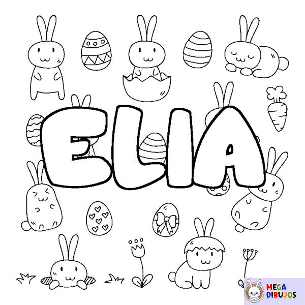 Coloración del nombre ELIA - decorado Pascua