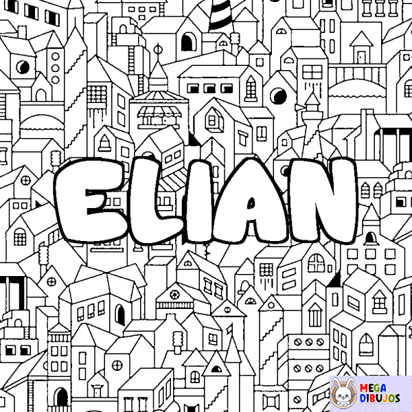 Coloración del nombre ELIAN - decorado ciudad