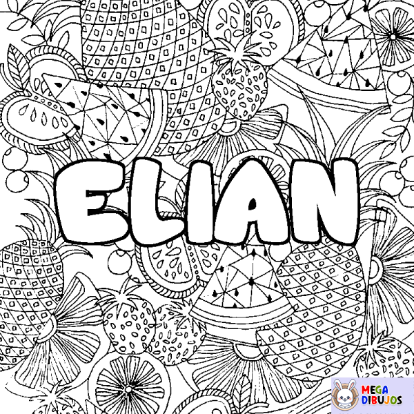 Coloración del nombre ELIAN - decorado mandala de frutas