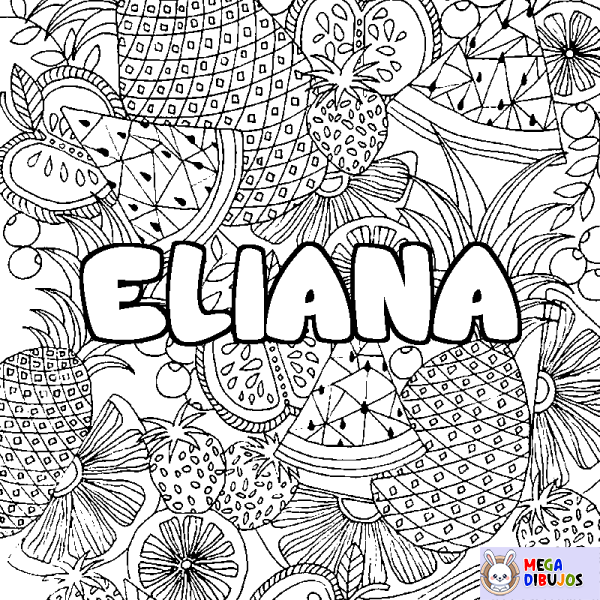 Coloración del nombre ELIANA - decorado mandala de frutas