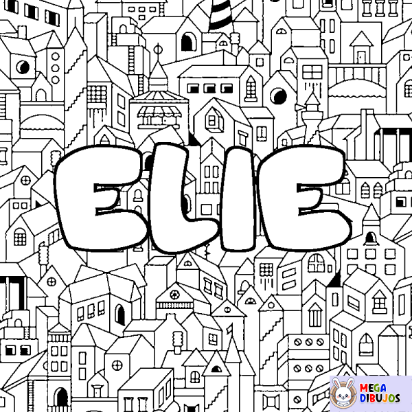 Coloración del nombre ELIE - decorado ciudad