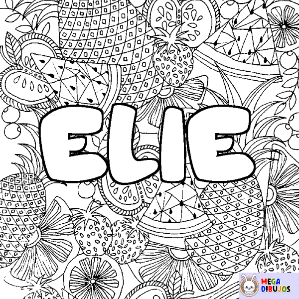 Coloración del nombre ELIE - decorado mandala de frutas