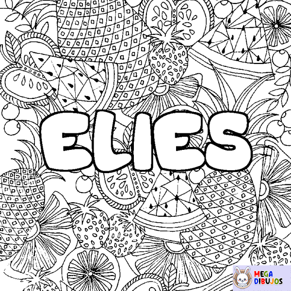 Coloración del nombre ELIES - decorado mandala de frutas