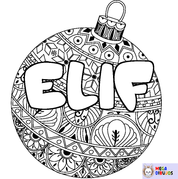 Coloración del nombre ELIF - decorado bola de Navidad