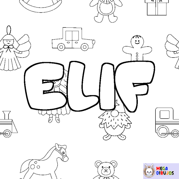 Coloración del nombre ELIF - decorado juguetes