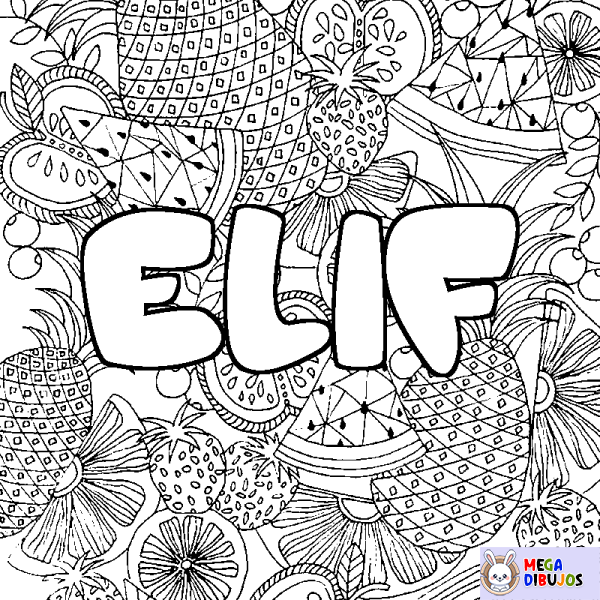 Coloración del nombre ELIF - decorado mandala de frutas