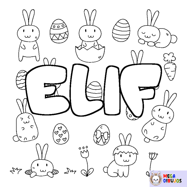 Coloración del nombre ELIF - decorado Pascua