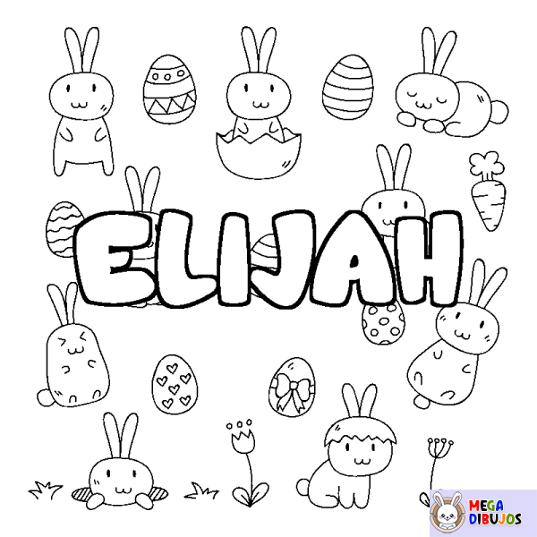 Coloración del nombre ELIJAH - decorado Pascua