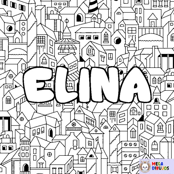 Coloración del nombre ELINA - decorado ciudad