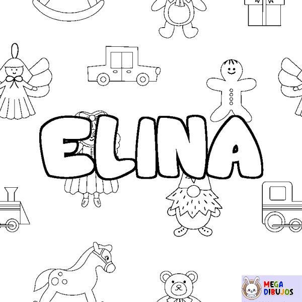 Coloración del nombre ELINA - decorado juguetes