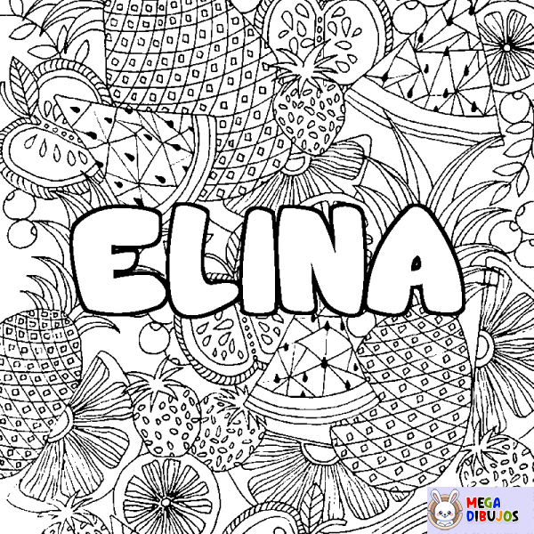 Coloración del nombre ELINA - decorado mandala de frutas