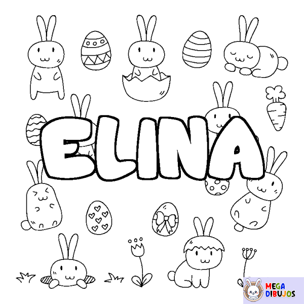 Coloración del nombre ELINA - decorado Pascua