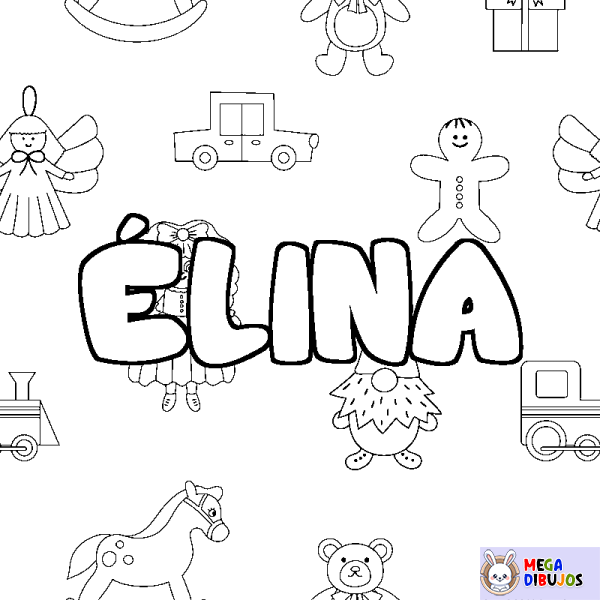 Coloración del nombre &Eacute;LINA - decorado juguetes