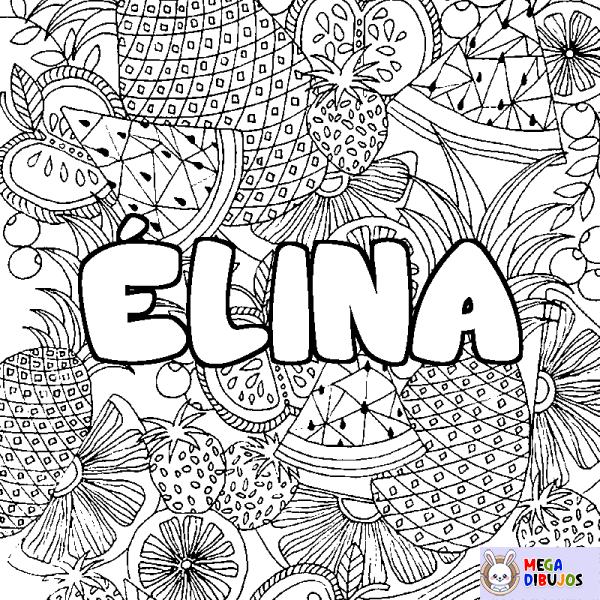 Coloración del nombre &Eacute;LINA - decorado mandala de frutas