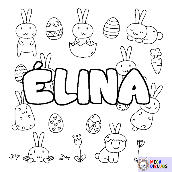 Coloración del nombre &Eacute;LINA - decorado Pascua