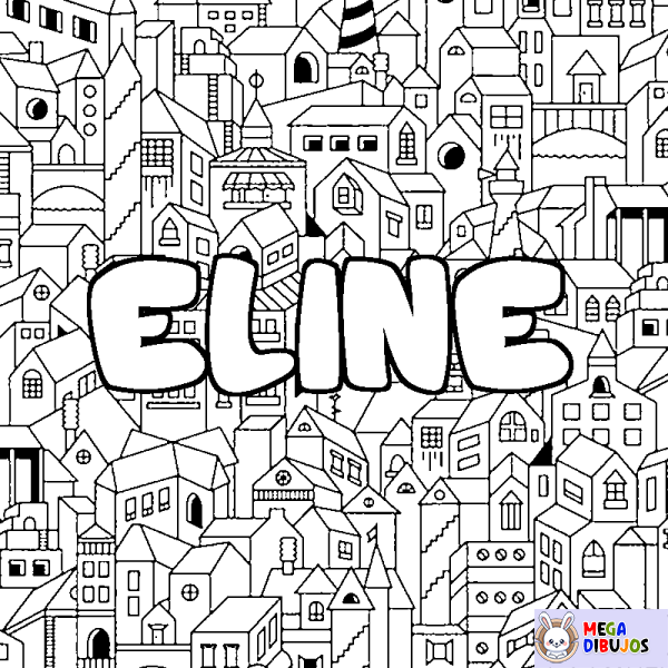 Coloración del nombre ELINE - decorado ciudad