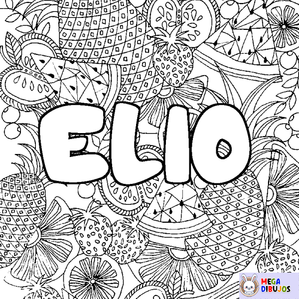 Coloración del nombre ELIO - decorado mandala de frutas