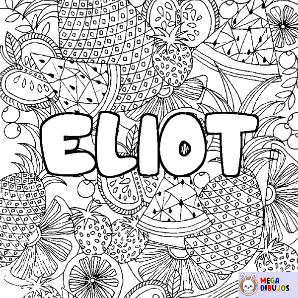 Coloración del nombre ELIOT - decorado mandala de frutas