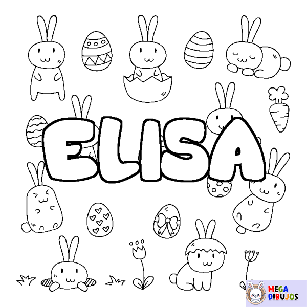 Coloración del nombre ELISA - decorado Pascua