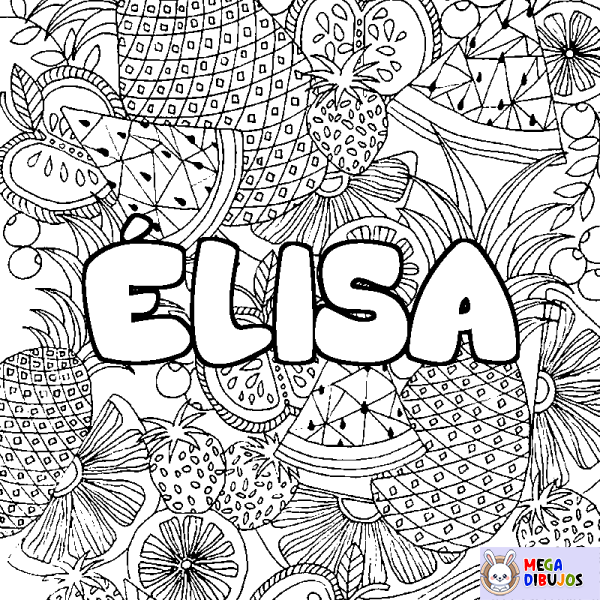 Coloración del nombre &Eacute;LISA - decorado mandala de frutas