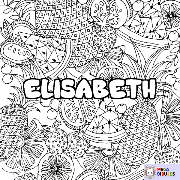 Coloración del nombre ELISABETH - decorado mandala de frutas