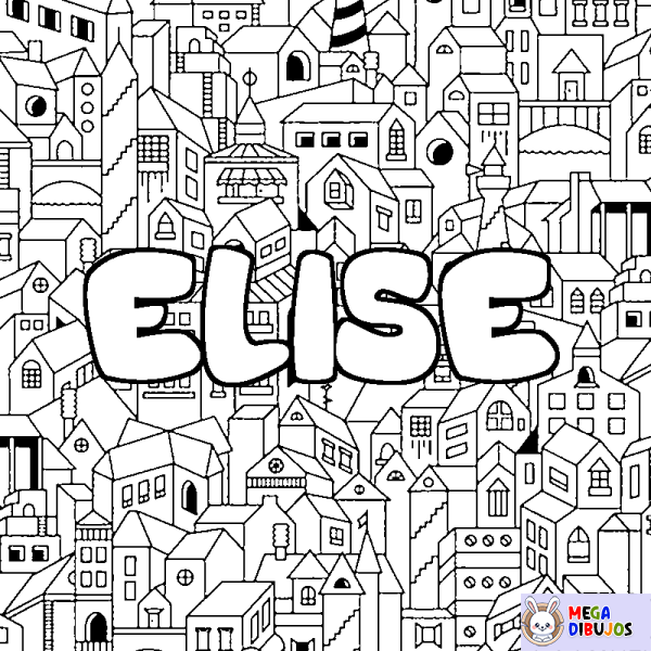 Coloración del nombre ELISE - decorado ciudad