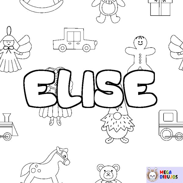 Coloración del nombre ELISE - decorado juguetes