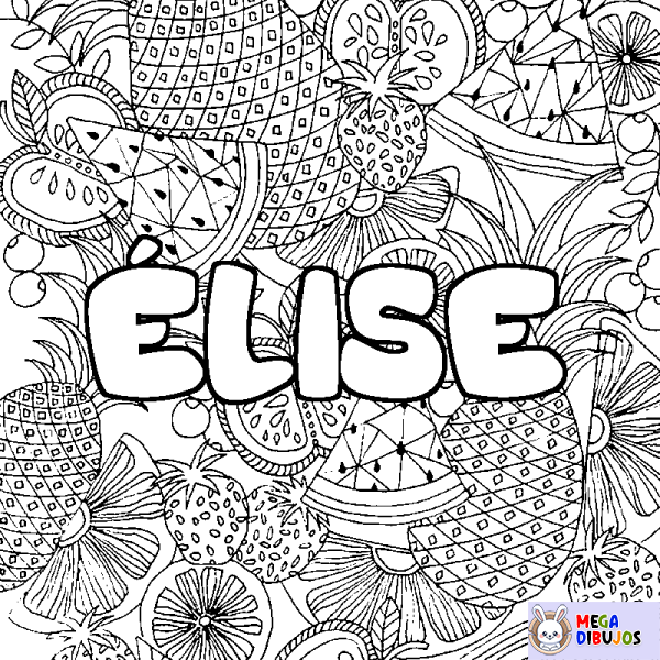 Coloración del nombre &Eacute;LISE - decorado mandala de frutas