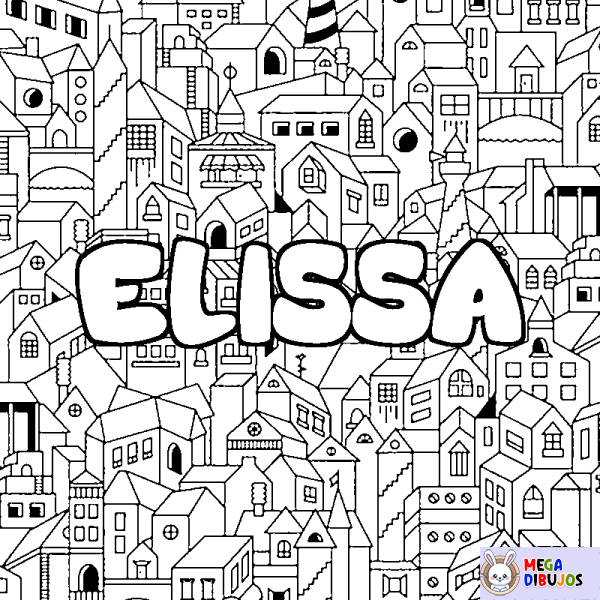 Coloración del nombre ELISSA - decorado ciudad