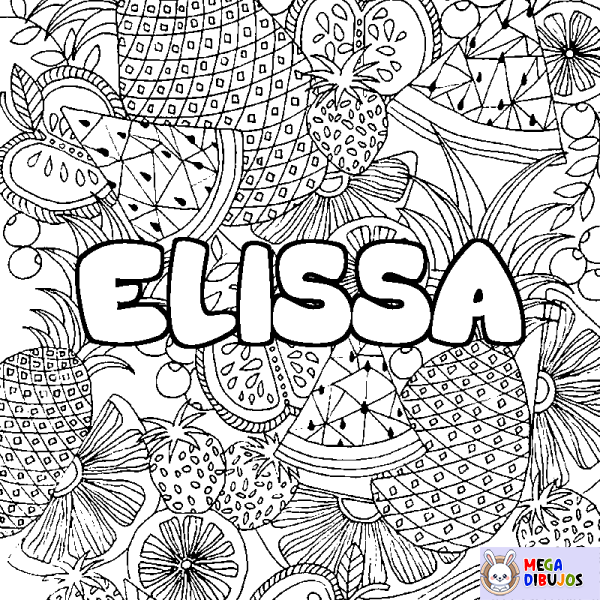 Coloración del nombre ELISSA - decorado mandala de frutas