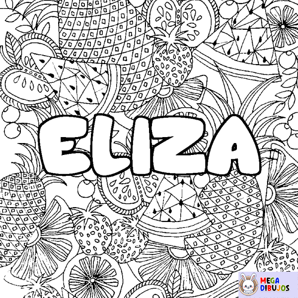 Coloración del nombre ELIZA - decorado mandala de frutas