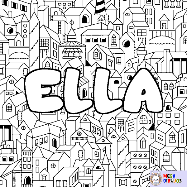 Coloración del nombre ELLA - decorado ciudad