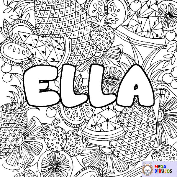 Coloración del nombre ELLA - decorado mandala de frutas