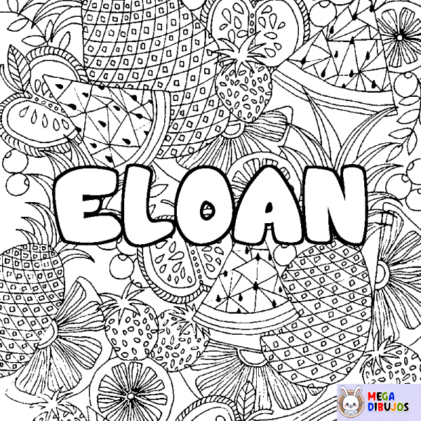 Coloración del nombre ELOAN - decorado mandala de frutas