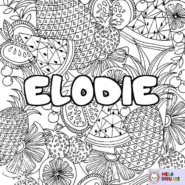 Coloración del nombre ELODIE - decorado mandala de frutas