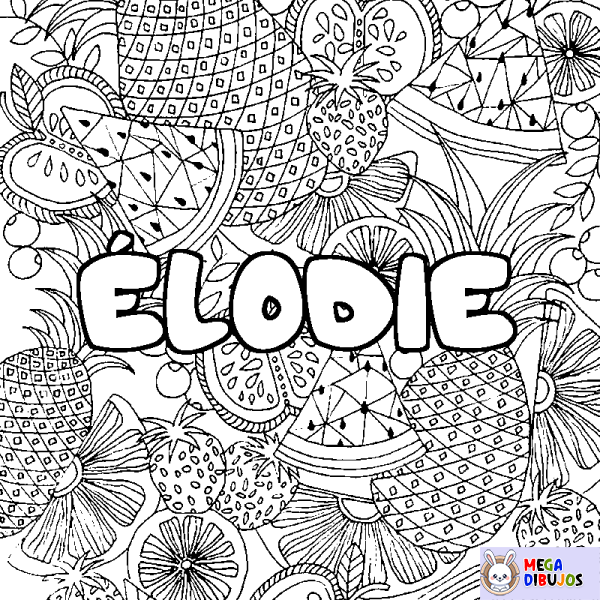 Coloración del nombre &Eacute;LODIE - decorado mandala de frutas