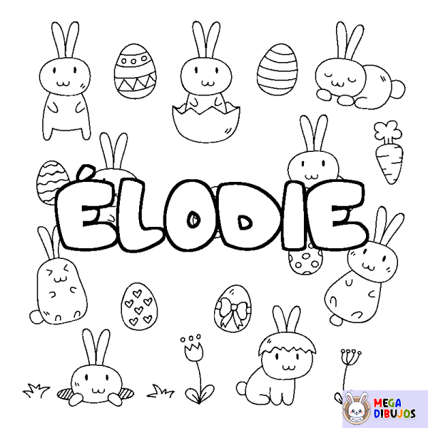 Coloración del nombre &Eacute;LODIE - decorado Pascua