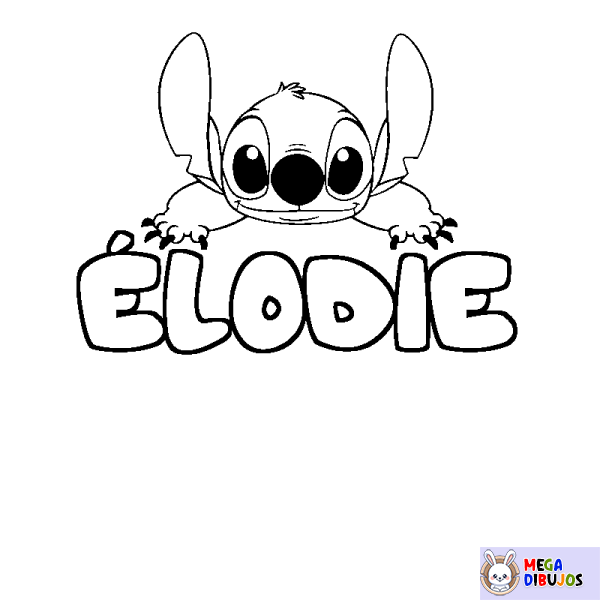 Coloración del nombre &Eacute;LODIE - decorado Stitch