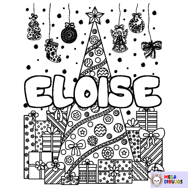 Coloración del nombre ELOISE - decorado &aacute;rbol de Navidad y regalos