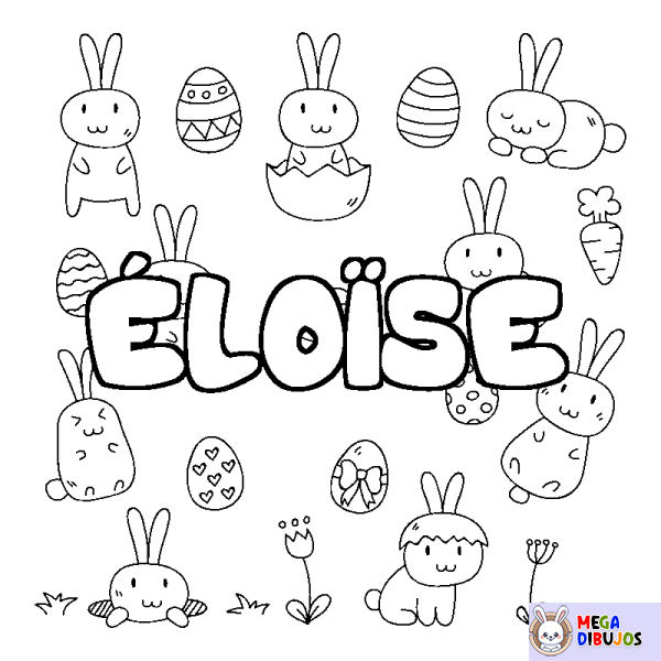 Coloración del nombre &Eacute;LO&Iuml;SE - decorado Pascua