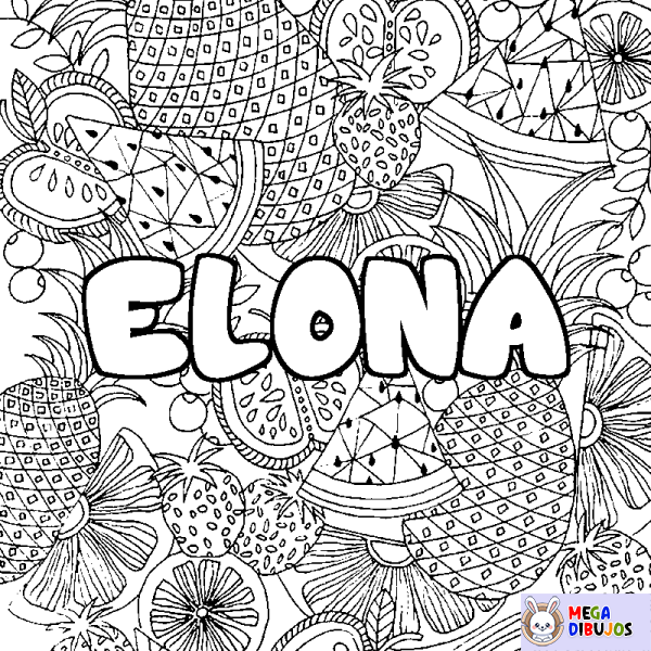 Coloración del nombre ELONA - decorado mandala de frutas