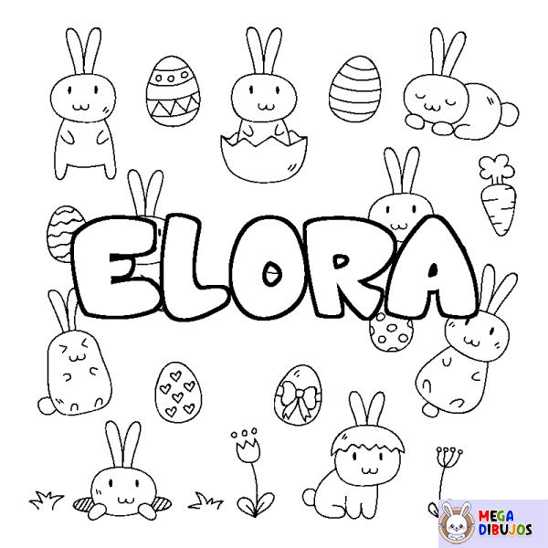 Coloración del nombre ELORA - decorado Pascua