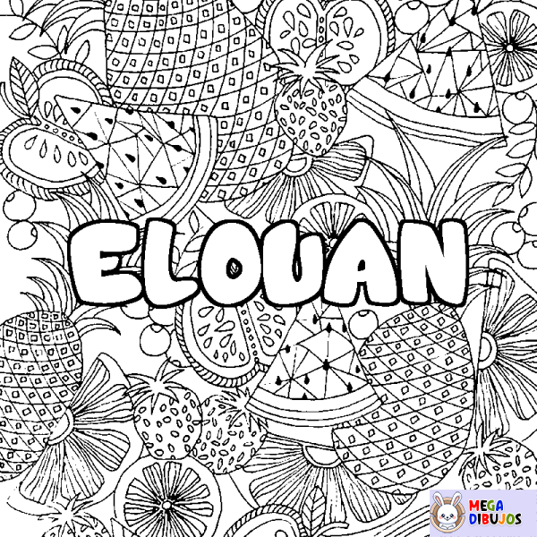 Coloración del nombre ELOUAN - decorado mandala de frutas