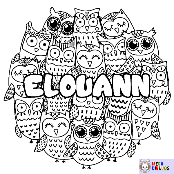 Coloración del nombre ELOUANN - decorado b&uacute;hos