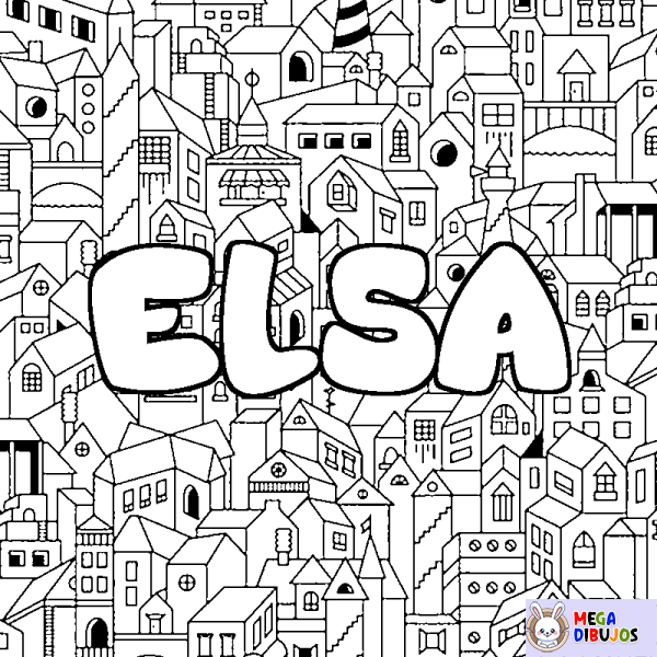 Coloración del nombre ELSA - decorado ciudad