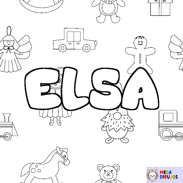 Coloración del nombre ELSA - decorado juguetes