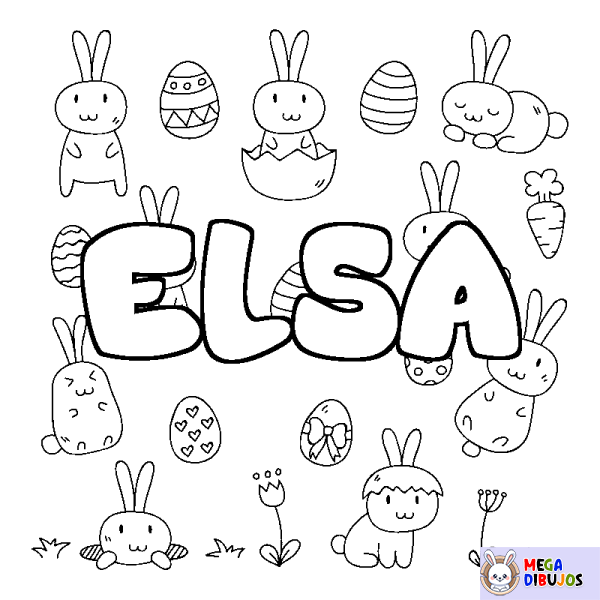 Coloración del nombre ELSA - decorado Pascua