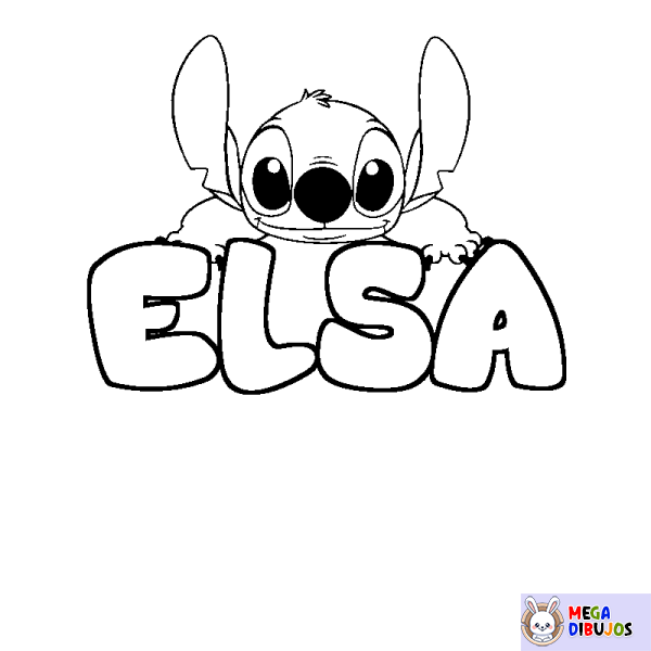 Coloración del nombre ELSA - decorado Stitch