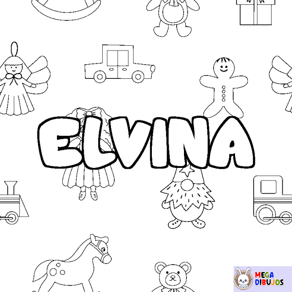 Coloración del nombre ELVINA - decorado juguetes